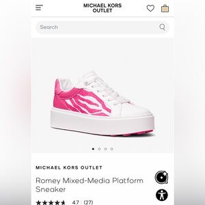 Michael Kors Pink and White Romey Mixed-Media Platform Sneakers